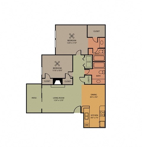 Albany floor plan of Pavilion Apartment in Arlington, TX